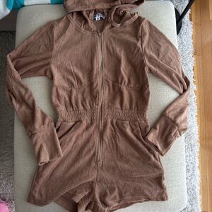 Brown Hooded Swim Coverup